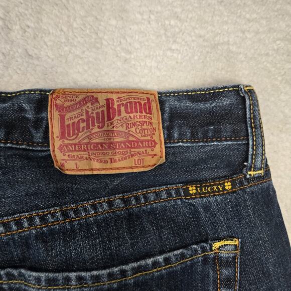 Lucky Brand Jeans Mens 38x26 H212 Blue Straight Medium Cotton HEMMED(Tagged 40) - Picture 8 of 14